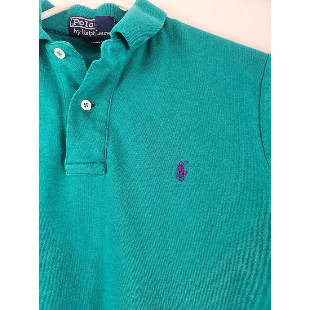 Vintage Polo Ralph Lauren Polo Shirt Short Sleeve Men Size Small Blue/Green - Picture 2 of 6
